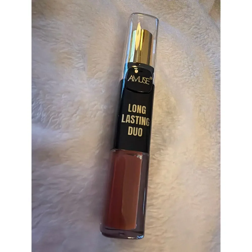 AMUSE Long Lasting Duo No. 12 Caramel Brown Nude Lipstick Liquid Lip 8g NEW